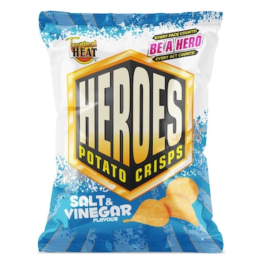 Tropical Heat Snacks Heroes Potato Chips Salt &amp; Vinegar 40G