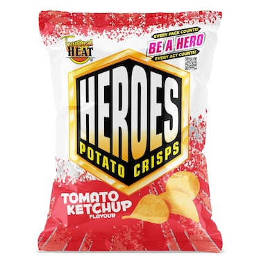Tropical Heat Snacks Heroes Potato Chips Tomato Ketchup 40G