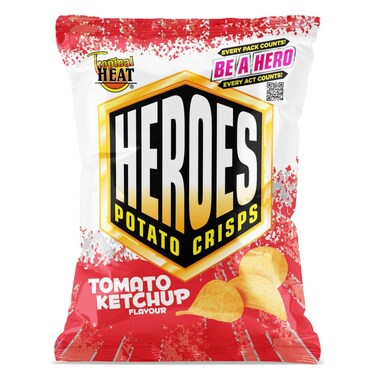 Tropical Heat Snacks Heroes Potato Chips Tomato Ketchup 110G