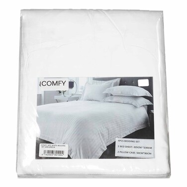 Comfy 4Pc Bedding Set White 200*230Cm