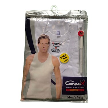 Genx Premium Men&rsquo;s Vest White Medium 1 Piece