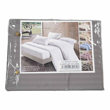 T.C Duvet Cover 4Pc Set King D.Grey