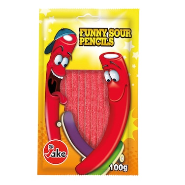 Jake Funny Sour Pencils Strawberry Candy 100g
