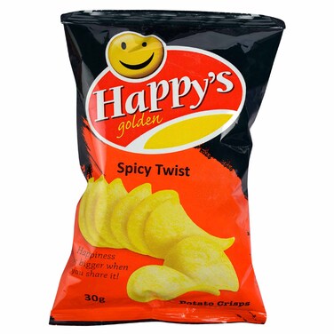 Happys Golden Spicy Twist Potato Chips 30G