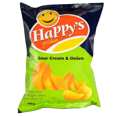 Happys Golden Sour Cream And Onion Potato Chips 70G