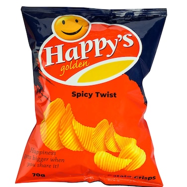 Happys Golden Spicy Twist Potato Chips 70G