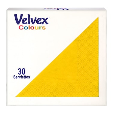 Velvex Sunshine Deep Colour Napkins 38cm (30 Pieces) Yellow