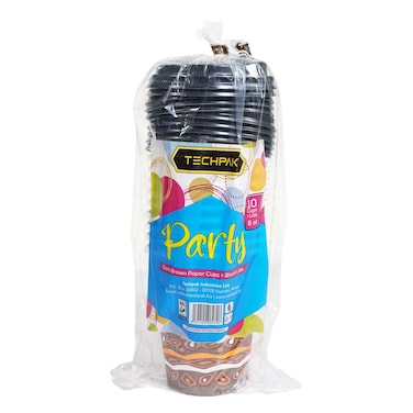 Techpak Paper Cup 8Oz Dark Brown + Lid 10Pcs