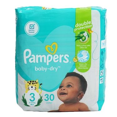 Pampers Baby Dry Diapers Medium Size 3 30 Count 610 Kg