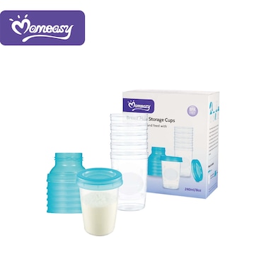 Momeasy 45813 Breastmilk Storage Cup 270ml x 6 Pieces Blue/Clear