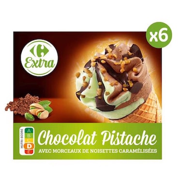 Carrefour X6 Cones Chocolate/Pistacho Ice Cream