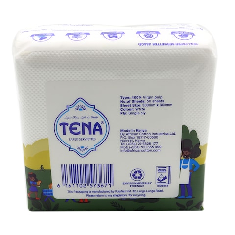 TENA SERVIETTES WHITE 50S