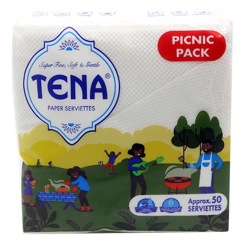 TENA SERVIETTES WHITE 50S