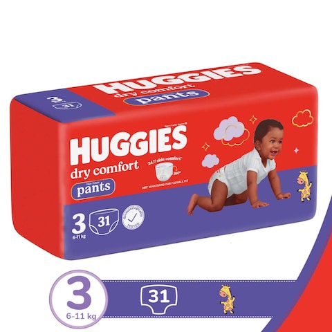 Huggies Dry Comfort Diaper Pants Size 3 611Kg 31 Count