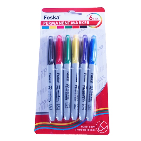 Permanent Marker Colors 6 Pieces