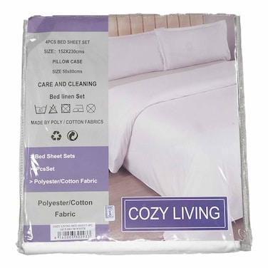 Cozy Living Bedsheet 4Pc 152X230Cm White