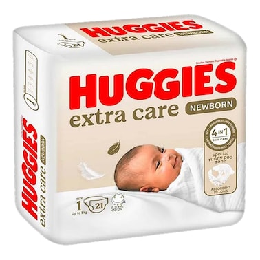 Huggies Extra Care Newborn Diapers Size 1 up to 5Kgs Count 21
