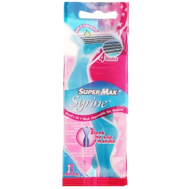 Super Max Syrine 4 Blades Disposable Razors For Women Blue