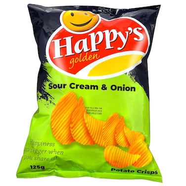Happys Golden Sour Cream And Onion Potato Crisps 125G