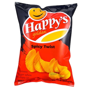 Happys Golden Spicy Twist Potato Crisps 125G