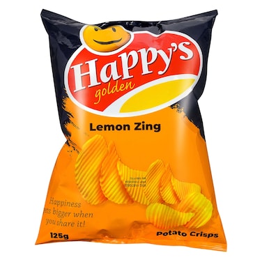 Happys Golden Lemon Zing Potato Crisps 125G