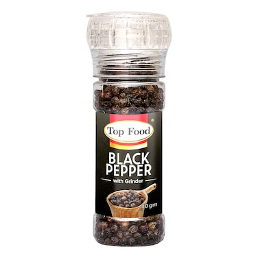 Top Food Black Pepper With Grinder 40g