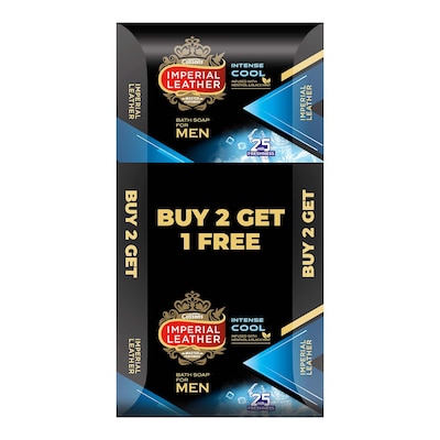 Cussons Imperial Leather Intense Cool Bath Soap Bar For Men 150g x Pack of 3