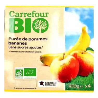 Carrefour Bio No Sugar Apple Banana 4X100G