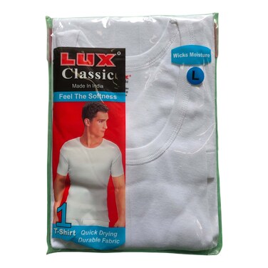 Lux Classic Round-Neck T-Shirt White Large 1 Piece