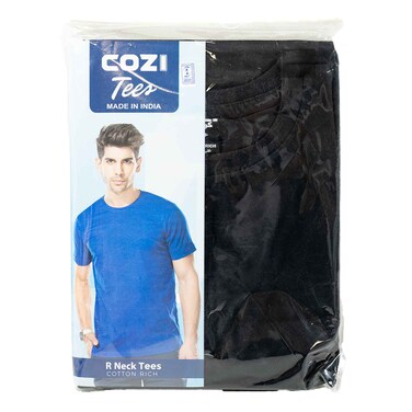 Cozi Men T-Shirt Round Neck Black