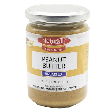 Naturalli Crunchy Unsalted Peanut Butter 360G