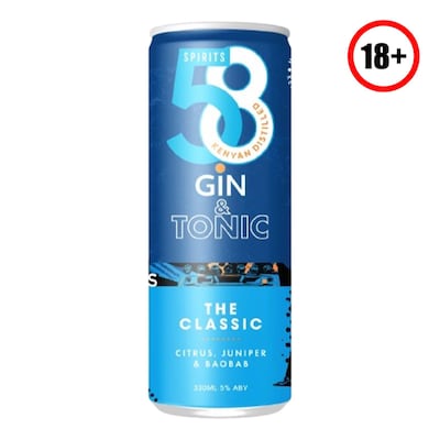 58 KO Classic Gin & Tonic Ready To Drink 330Ml