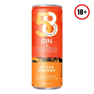58 KO Spiced Orange Gin & Tonic Ready To Drink 330Ml
