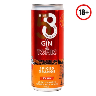 58 Kenyan Originals Spiced Gin &amp; Tonic Rtd 330ml