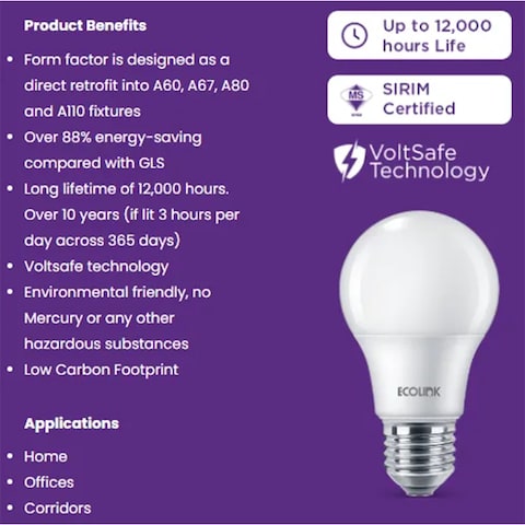 Ecolink Led Bulb 5W E27 Warm White