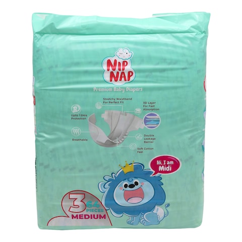 Nipnap Premium Baby Diapers Jumbo Midi 64S