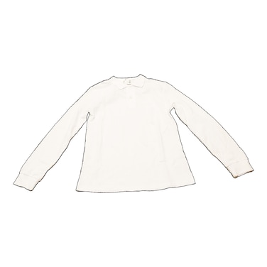 Boy Polo Pique Long Sleeved White 2/3 (98Cm Height)