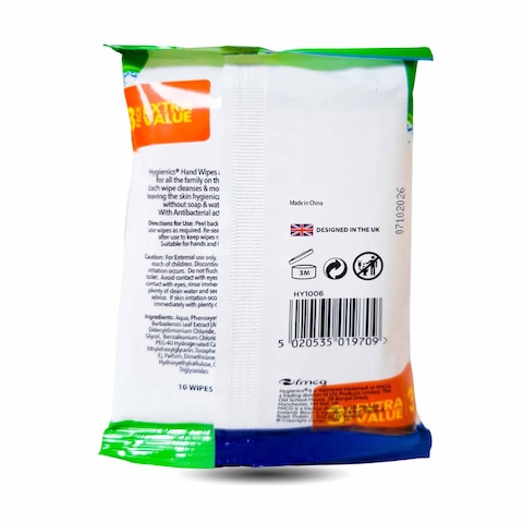 Hygienics Hand Wipes (Anti-Bacterial) 10 Pieces