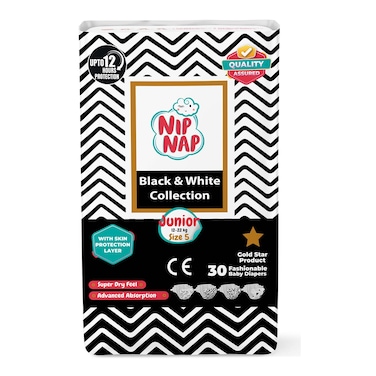 Nipnap Black &amp; White Diapers High Count Junior 30S