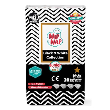 Nipnap Black &amp; White Diapers High Count Junior 30pcs