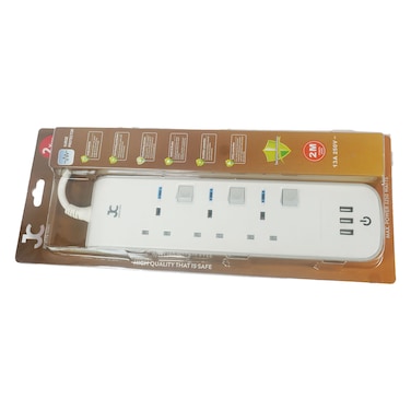 JC 3 Way Uk Ext Socket + Usb Jx09