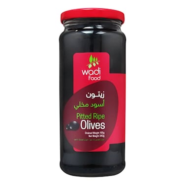 Wadi Foods Pitted Black Olives 340G