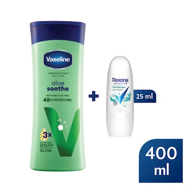 Vaseline Lotion Aloe Smooth 400Ml /Rexona 25Ml