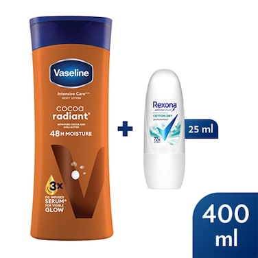 Vaseline Lotion Cocoa Radiant 400Ml/ Rexona 25Ml