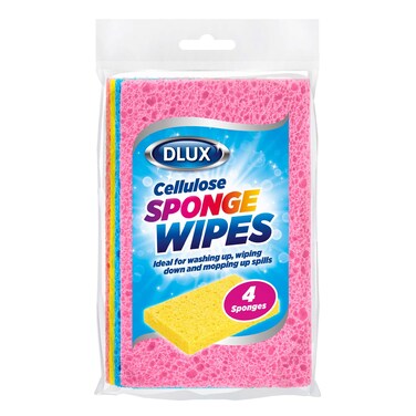 Dlux 4Pk Cellulose Sponge Wipes
