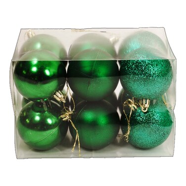 Christmas  Balls Green 12P