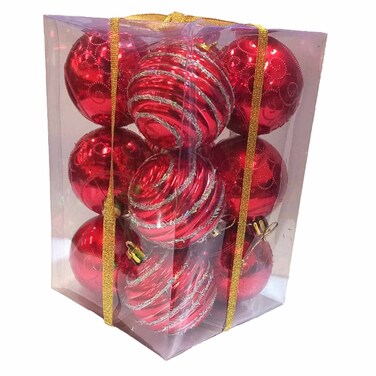 Pecker Painted Chrismas Balls 12 Pieces