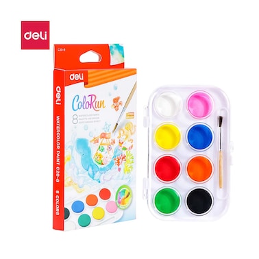 DELI C20-8 WATERCOLOR PAINTS 8 CLRS