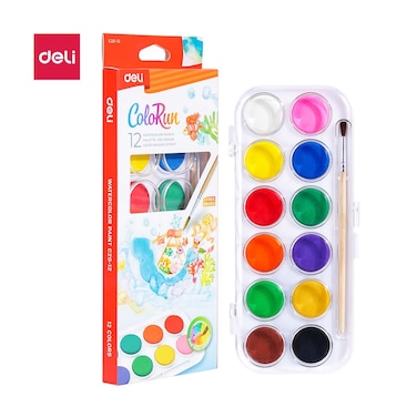 DELI C20-12 WATERCOLR PAINT 12 CLRS