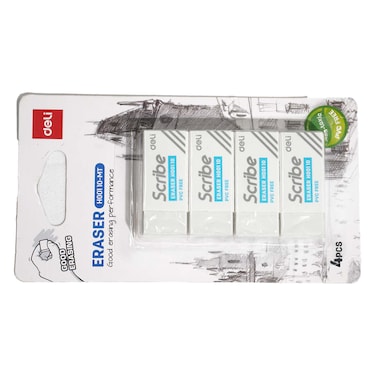 Deli Pvc-Free White Eraser Pack